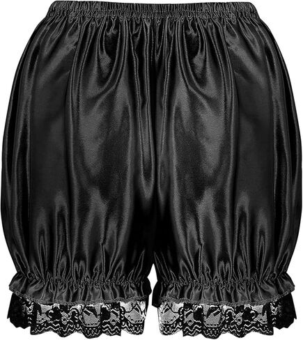 ZUYPSK Women's Satin Lace Pumpkin Bloomers Shorts Trim Ruffles Victorian Pajamas Pants Safety Under Pants in Saudi Arabia