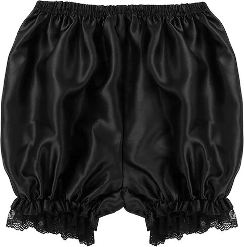 ZUYPSK Women's Satin Lace Pumpkin Bloomers Shorts Trim Ruffles Victorian Pajamas Pants Safety Under Pants in Saudi Arabia