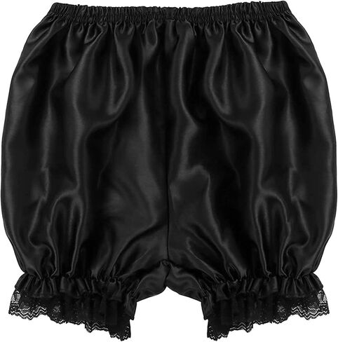 ZUYPSK Women's Satin Lace Pumpkin Bloomers Shorts Trim Ruffles Victorian Pajamas Pants Safety Under Pants in Saudi Arabia