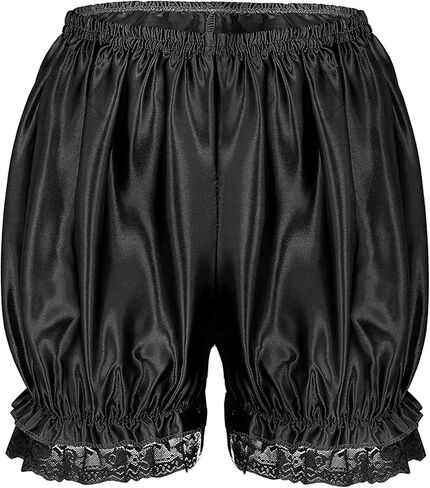 ZUYPSK Women's Satin Lace Pumpkin Bloomers Shorts Trim Ruffles Victorian Pajamas Pants Safety Under Pants in Saudi Arabia