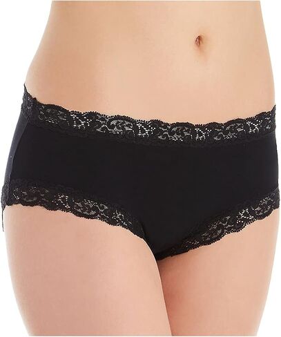 Fleur't Women's Iconic Lace High Waist Boyshort Panty, 305, Black, M in Saudi Arabia