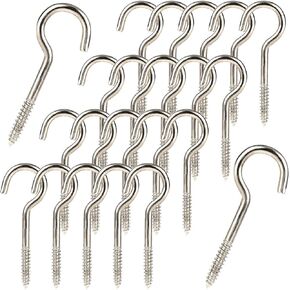 50pcs Screw In Hooks Heavy Duty 2 Inch Metal Cup Hook Round End Screw Hook Self Tapping Screw Hook Silver Threaded Hooks 304 Stainless Steel Screw-in Hooks Eye Bolt Ceiling Hook Screw Hanger Open Loop