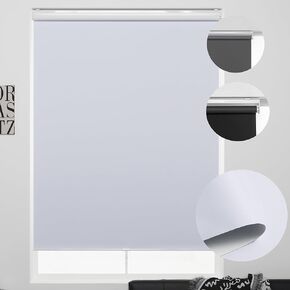 Cordless Roller Shades 100% Blackout Blinds for Windows and Doors, Pull Down Room Darkening Window Shades, Easy to Install for Home and Office, White, Fixed 75 Inches High, 29 Inches Width
