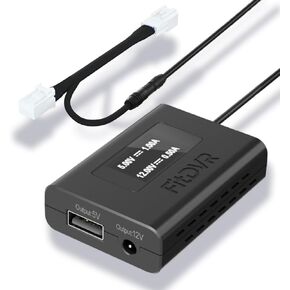 FitDVR Dash Cam Power Adapter (10-Pin) for Dodge, Jeep, Ram, Chrysler and More, LED Display USB Power Source, Connects to Rearview Mirror, Fuse Protection, Easy to Install, 5V 12V Output, D3-012