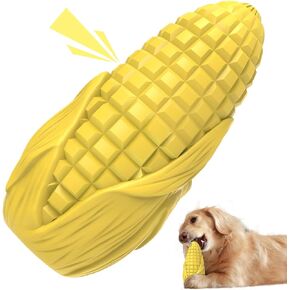 Dog Chew Toys for Aggressive Chewers,Idestructible Tough Durable Squeaky Interactive Dog Toys，Durable Dog Teeth Cleaning Toy for Medium Large Breeds，Corn Stick Toy (Yellow)