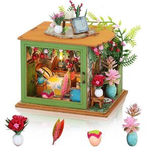 Foyucool DIY Miniature House Kit, Tiny House Kit with LED, Doll House Kits for Adults to Building, Home Decorations, Gifts for Family and Friends, Bedroom Styling