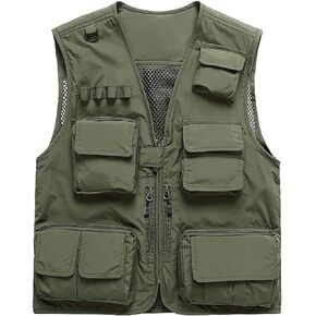 PEHMEA Men's Summer Outdoor Work Safari Fishing Travel Cargo Vest Jacket Multi Pockets