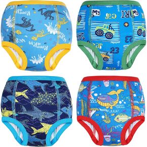 MooMoo Baby Absorbent Training Underwear 4 Packs Toddler Potty Training Pants for Boys and Girls-Cotton 2T-9T