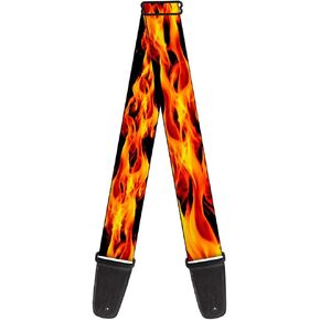 Buckle-Down Guitar Strap Flames Vivid Black Orange 2 Inches Wide (GS-W30671)