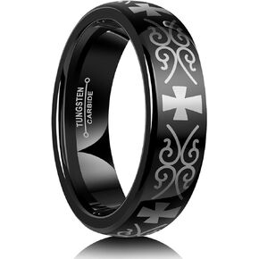 XIIDENG Mens 6MM8MM SILVER/14K GOLD/BLACK TUNGSTEN CARBIDE WEDDING RING Inlay Polished Finish Comfort Fit SIZES 7 TO 12