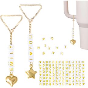 2 Pack Personalized Letter Charm Accessories for Stanley Cup Name ID Identification Cup Charms for Tumbler Cups Handle Decor