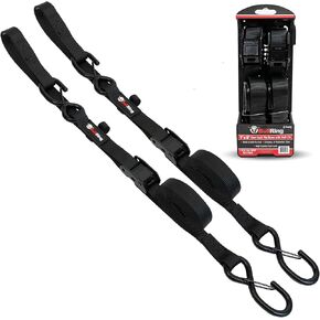 ربطات عنق بقفل كام على شكل حلقة الثور مع خطافات S (2PK) - تتضمن (2) أشرطة شديدة التحمل مقاس 1 × 8 بوصات قوة كسر 1200 رطل لـ UTV والدراجات النارية وATV والمقطورات والسيارات والشاحنات in Kuwait