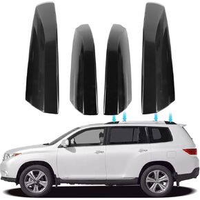 4Pcs Black Roof Luggage Cargo Rail Rack End Cap Protection Cover Shell Trim Fits for 2001-2007 Toyota Highlander XU20 2001 2002 2003 2004 2005 2006 2007