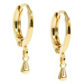 Karma Circle Charm 14K Gold Clasp Closure Dangle Earrings, Trendy Huggie Hoop With Charm Earrings, Hypoallergenic Nickel Free, Lightweight Huggies for Everyday Fashion Handmade Boho Jewelry For Women