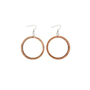 Smaller (1 3/4 inch) Wood Hoop Earrings from Natural Reclaimed Mahogany