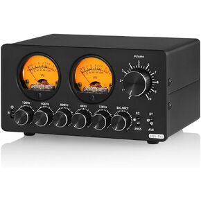 Douk Audio 5 Band Equalizer Bluetooth EQ Preamp for Home Stereo/Computer Speaker/Amplifier with VU Meter (EQ5 PRO)