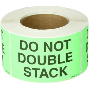 Tape Logic Aviditi Tape Logic 3" x 5","Do Not Double Stack" Fluorescent Green Warning Sticker, for Shipping, Handling, Packing, and Moving (1 Roll of 500 Labels)