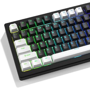 XVX White and Black Keycaps, Shine Through PBT Keycaps Cherry Profile, Custom Key caps Doubleshot 124 Keys Set, Universal Compatiability for 60%, 65%, 75%, 100% Keyboard