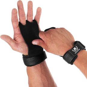 Mava Sports Leather Hand Grips with Wrist Support for Palm Protection, Gymnastics, Pull-ups, Deadlifts, Gym Workout, Kettlebells, and Weightlifting, Unisex