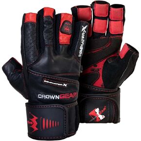 Weightlifting Gloves for Gym Fitness Crossfit Bodybuilding - Workout Gloves for Men & Women - Dominator Leather Crossfit Cross Training Gloves Wrist Strap Wrap - Best Weight Lifting Gloves with Wrist Support for Heavy Lifting - 1 Year Replacement Warranty