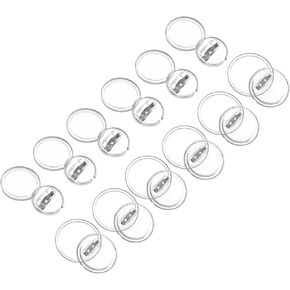 PATIKIL 0.98inch 2.28inch Acrylic Button Pin Badge, 24 Set Round Pin Blank Buttons Badges Kit for Craft Supplies, DIY Badges, Clear