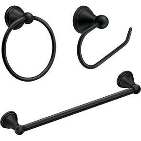Moen DN8433BL Preston Paper Holder Bar Towel Ring, Matte Black