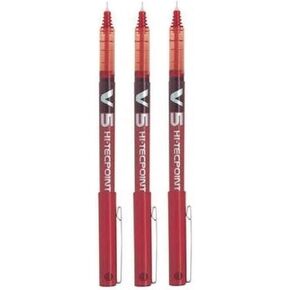 Pilot BX V5 Red Hi-Tecpoint Extra Fine Rollerball Pen 0.5mm Nib Tip 0.3mm Line Width (Pack of 3)