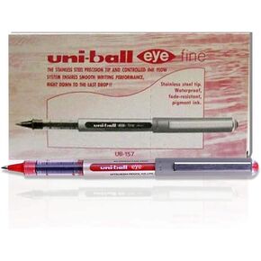 uni-ball UB-157 Eye Fine Rollerball Pens, Blue Uni Super Ink, .7mm Nib, Box of 12