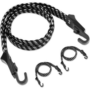 Oumers 3Pcs Elastic Bike Strap, Adjustable Bicycle Bungee Cords with Hooks Wear-Resistant and Tensile Resistant Bike Luggage Straps Strong and Sturdy Bicycle Luggage Rope