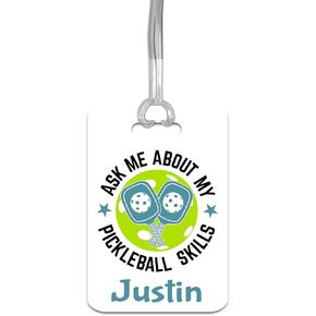 Pickleball Bag Tag, Funny Birthday Gift for Player Women Men, Personalized Luggage ID Badge, Custom Sports Present Idea