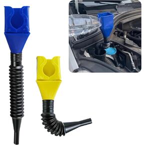 Kewucn 2 PCS Car Flexible Draining Oil Snap Plastic Funnel, Fuel Funnel Auto Wide Mouth with Handle, Vehicle Multi-Function Retractable Oil Funnel for Engine Oil, Diesel, Gasoline (Blue&White)