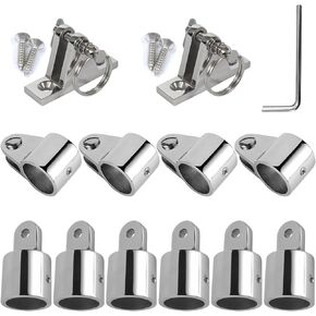 Baieasy Bimini Top Hardware, 12 Pieces Boat Fittings Fits 1'' OD 3 Bow Tube 316 Stainless Steel Heavy Dudy Parts for Canopy