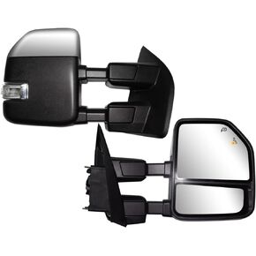Brovw Towing Mirrors fit for 2017 2018 2019 2020 Ford F250 F350 F450 F-550 Super Duty Pickup Truck Side Mirrors Chrome cap with Power Heated Turn Signal Light
