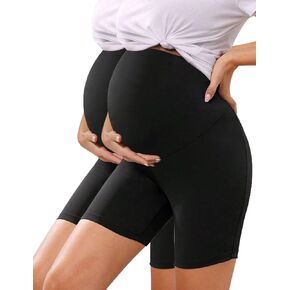 KIM S 5" Soft Lounge High Waisted Maternity Biker Shorts - Yoga Active Workout Maternity Shorts
