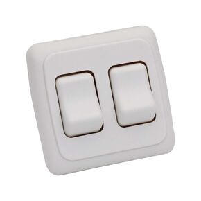 RV Switch SPST Switch On/Off 2 Gang Bezel | RV Electrical | Toggle Switch for Car Boat Truck RV Trailer Yacht Dashboard Switch Replacement (White)