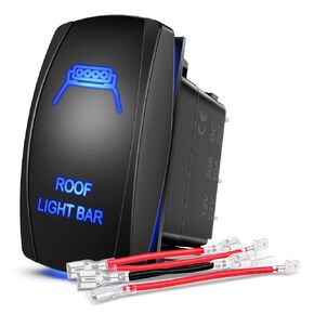 Nilight Roof Light Bar Rocker Switch Led Light Bar Switch 5Pin Laser On Off SPST switches 20A/12V 10A/24V Switch Blue with Jumper Wires Set for Cars Trucks RVs,2 Years Warranty in Saudi Arabia
