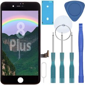 DATTON for iPhone 8+ 8 Plus Screen Replacement, 5.5 Inch Front Glass, Retina HD LCD Digitizer Display, Supporting 3D Touch, Full Complete Frame Assembly, Repair Tools Kit, Waterproof Adhesive, White