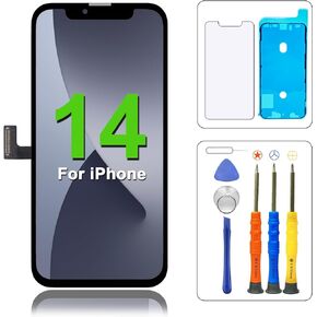 طقم استبدال شاشة TBUSKEJIE لهاتف iPhone 13 بشاشة LCD كاملة الوضوح ومحول رقمي يعمل باللمس ثلاثي الأبعاد مع أداة إصلاح للطراز A2482، A2631، A2633، A2634، A2635 أسود