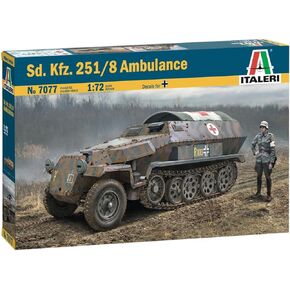 Italeri 7077S 1:72 Sd.Kfz. 251/8 Ambulance, Faithful Replica, Model Making, Crafts, Hobbies, Gluing, Plastic kit, Assembly