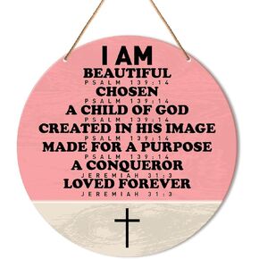 Muktoujaumai Baby Girl Nursery Wall Decor, Boho Pink Nursery Hanging Sign Decor Positive Wall Decoration Wood Sign for Girl Bedroom, Playroom, Baptism Gift for Newborn Baby Girl