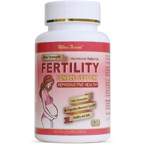 Wins Town Fertility Tablet for Women with Prenatal Vitamins, Female Fertility Supplement Support Conception and Hormone Balance, 60 Tablets