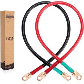 10L0L 4 AWG 25-Inch Battery Cables Set, 2ft Power Battery Inverter Cable for Car Golf Cart Marine Solar RV Motorcycle, 4 Gauge x 2ft