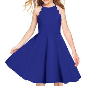Arshiner Girls' Dress Halter Neck Summer Sundress Sleeveless Elegant A-line Pockets Party Dress