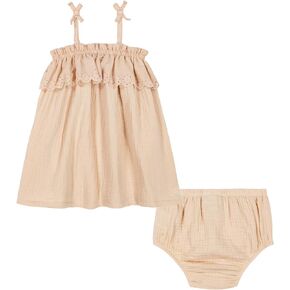 Calvin Klein Girls Woven Dress with Diaper Cover