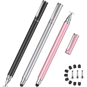 Digiroot Stylus Pens for Touch Screens, 2024 Upgraded 2 in 1 High Sensitivity Stylus Pen for iPad, Compatible with Apple/iPad/iPhone/iPad Pro/Tablets/Samsung/PC/Android Tablets/Smartphone(3 Pack)