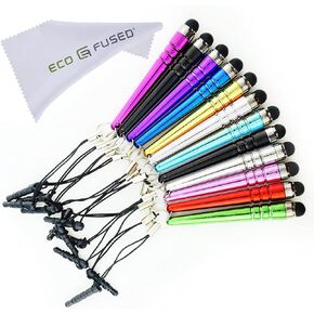 Stylus Pen Bundle 12 Pack/Short Stylus Pens with 3.5mm Jack Connector - Compatible with All Capacitive Touchscreen Devices - for iPad, iPhone, Samsung Phones, Tablets, Android Tablets and More