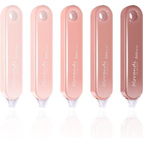 5-Piece White Out Correction Tapes, Aesthetic Cute Whiteout Tape, Quick Dry, Instant Correct, Easy to Use for School Office Supplies (Pink)