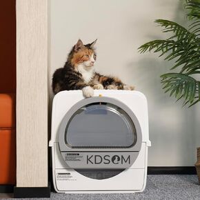 Self Cleaning Litter Box, Semi-Automatic Litter Box Scoop Free Cat Litter Trays with 4 Disposable Trays Enclosed Lid, Odor Control, for Large Cats