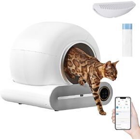 NEOCOZY Self-Cleaning Cat Litter Box, Litter Box with Infrared Detector and Weight Sensors, Automatic Cat Litter Box with Odor Removal, 65L+9L Large Capacity,Self Cleaning Litter Box for Multiple Cats