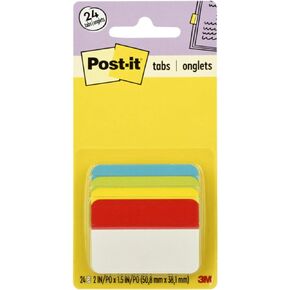 Post-it Tabs, 2 in Angled Solid, Assorted Primary Colors, 6 Tabs/Color, 4 Colors, 24 Tabs/Pack (686A-ALYR)